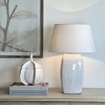 Tall White Crackle Glaze Table Lamp, 4 of 6