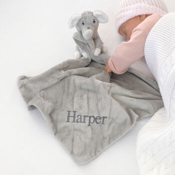 Personalised Snuggle Elephant Baby Comforter, 2 of 7