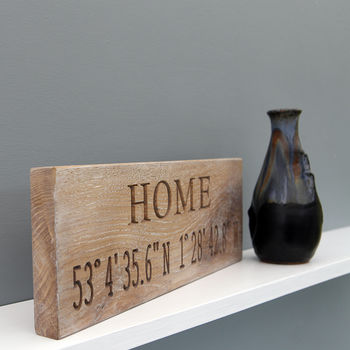 Contemporary Engraved Oak Co Ordinate Sign, 3 of 7