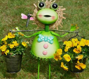 Garden Frog With Two Plant Pots, 2 of 3