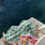 Dolce 100% Cotton Modern Striped Beach Towel Pink / Yellow And Green, thumbnail 1 of 12