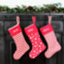 Personalised Christmas Sack Stocking Set Gingham Check, thumbnail 5 of 12