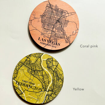 Personalised Favourite Location Maps Wooden Coaster Set, 8 of 11