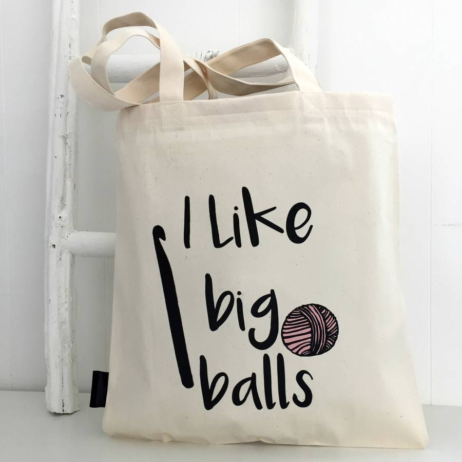 'i like big balls' crochet bag by kelly connor designs ...