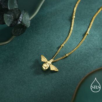Tiny Bumble Bee Pendant Necklace In Sterling Silver, 3 of 12