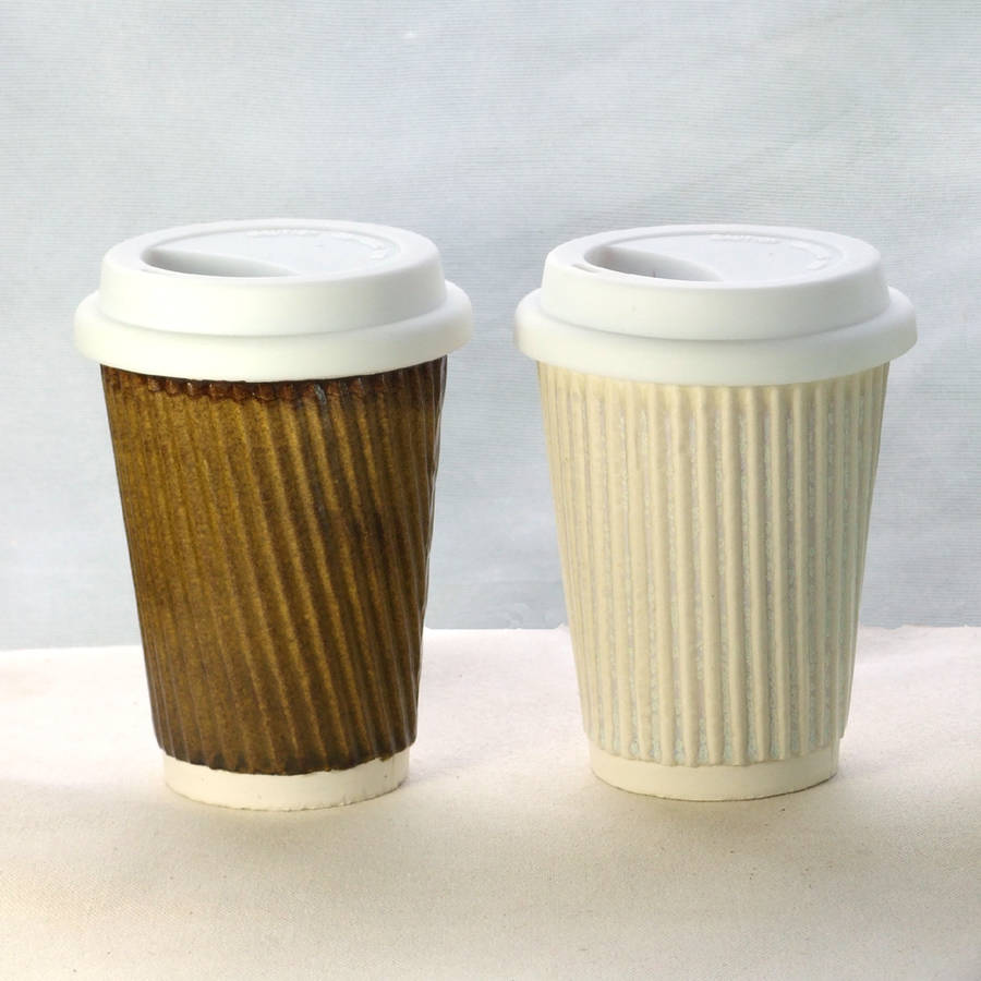 Ceramic Travel Mug With Lid/Sleeve, Coffee Cup By Helen