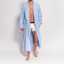 Men's Blue Stripe Two Fold Flannel Robe, thumbnail 1 of 4