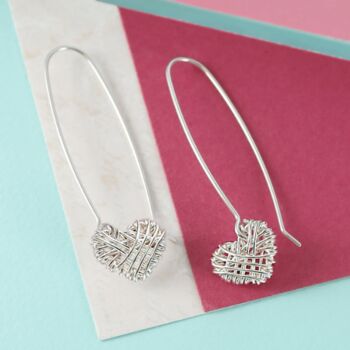 Woven Heart Silver Stud Earrings, 9 of 10