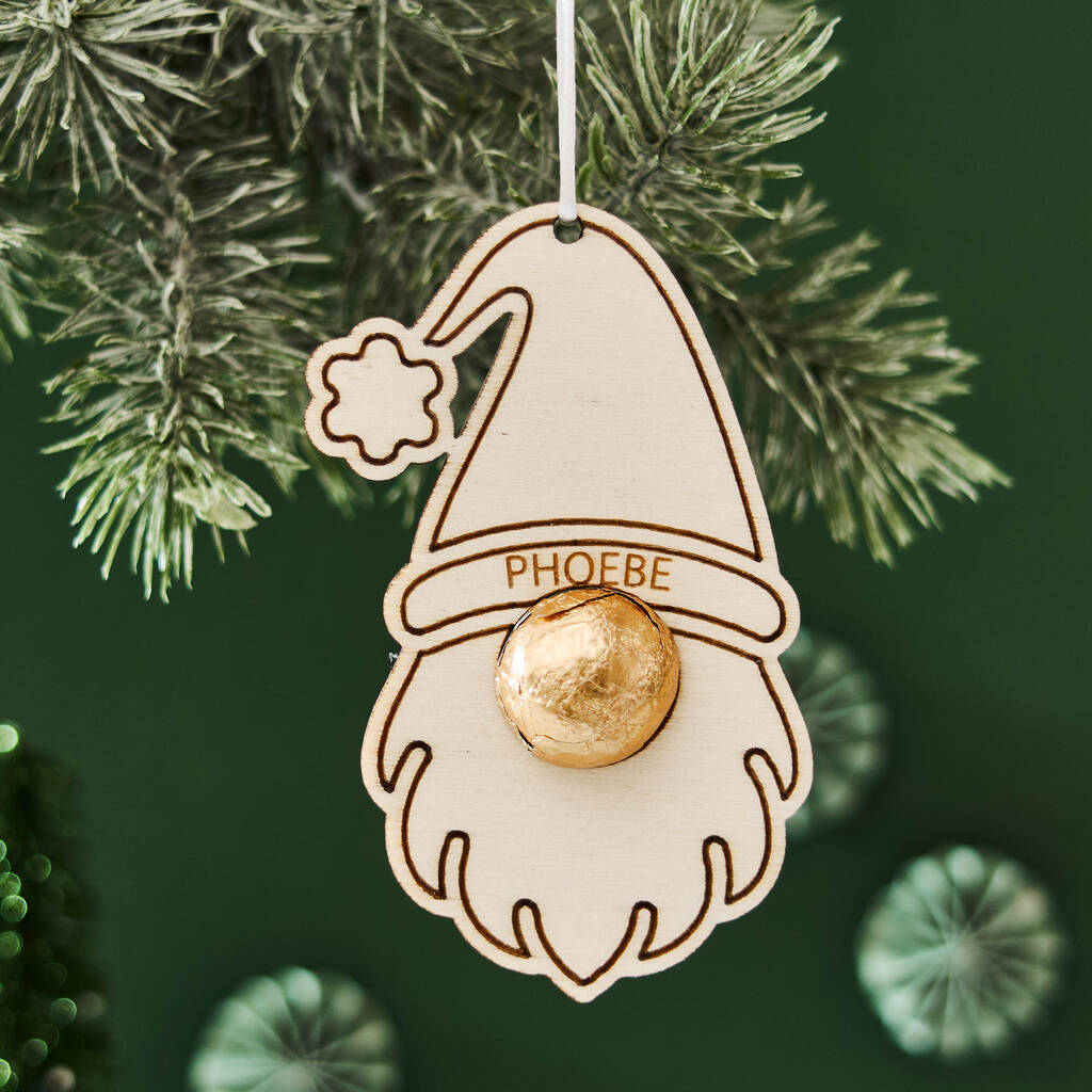Personalised Christmas Gonk Decoration And Bag Of Chocolate Noses, 1 of 3