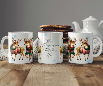 Personalised Christmas Reindeer Family Mug B, 2 of 2
