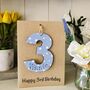 Personalised 3rd Third Birthday Card Wooden Three Gift, thumbnail 1 of 6