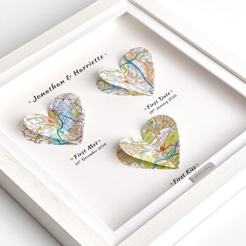 Personalised Linen Anniversary Gift 3D Heart Map Special Occasions Print, 6 of 12