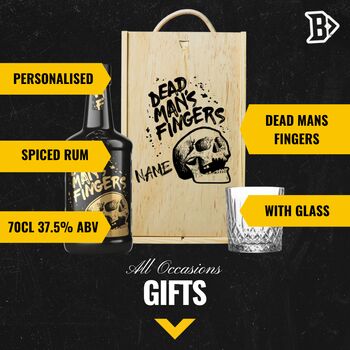Personalised Dead Man's Fingers Spiced Rum Gift Set With Glass, 2 of 5