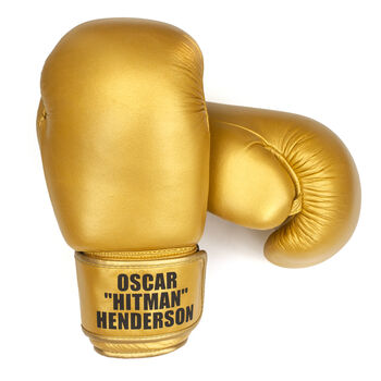 Personalised Full Leather Boxing Gloves Gold, 2 of 10
