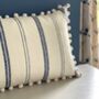 Inky Sky White Slade Stripe Linen Cushion, thumbnail 4 of 4