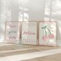 Personalised Girls Bedroom Print Set With Cute Cherry Design, thumbnail 1 of 5