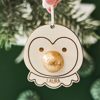 Penguin Christmas Gift Tag And Bag Of Chocolate Beaks, 4 of 5