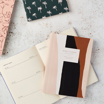 Weekly Planner, A5, Undated In Abstract Black And Cream By Ink & Bloom
