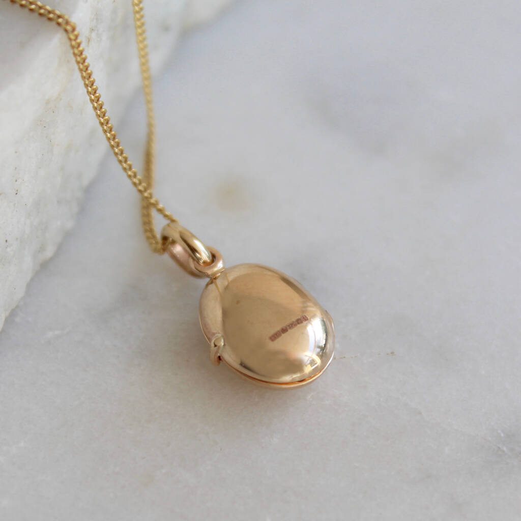 9ct solid gold pebble locket necklace by lime tree design ...