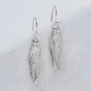 Sterling Silver Angel Wings Dangly Earrings, 3 of 5