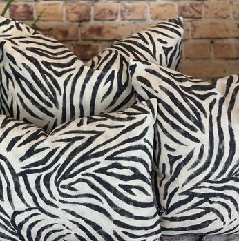 Zebra Print Linen Mix Cushion, 10 of 12