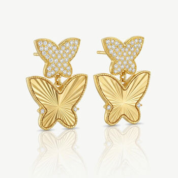 Big Butterfly Drop Earrings In Gold, 2 of 5