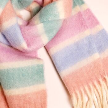 Pastel Stripe Cream Winter Scarf, 3 of 4