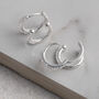 Sterling Silver Cz Double Hoop Huggies, thumbnail 2 of 6