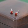 Natural Red Carnelian Stud Earrings In Sterling Silver, thumbnail 5 of 11