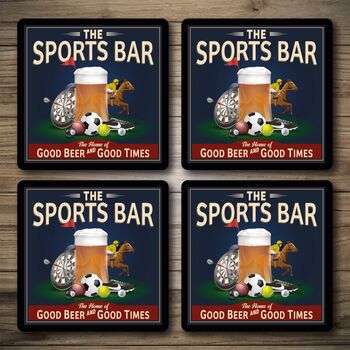 Personalised Bar Runner And Coasters Sports Bar, 3 of 8