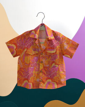 Tango Tropics Printed Cotton Hawaiian Shirt, 4 of 5