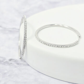 Big Round 40mm Hoop Silver Earrings With Crystals, 2 of 6