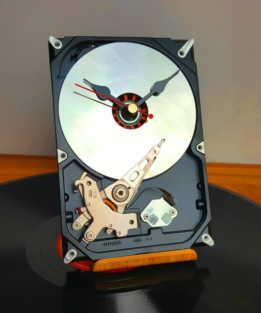 Computer Hard Drive Upcycled To Uber Cool Desk Clock, 1 of 4
