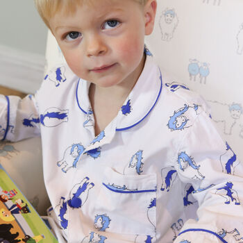 Isla And Wilbur Blue Pony Pyjamas, 3 of 6