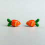 Sterling Silver Orange Carrot Stud Earrings, thumbnail 2 of 6