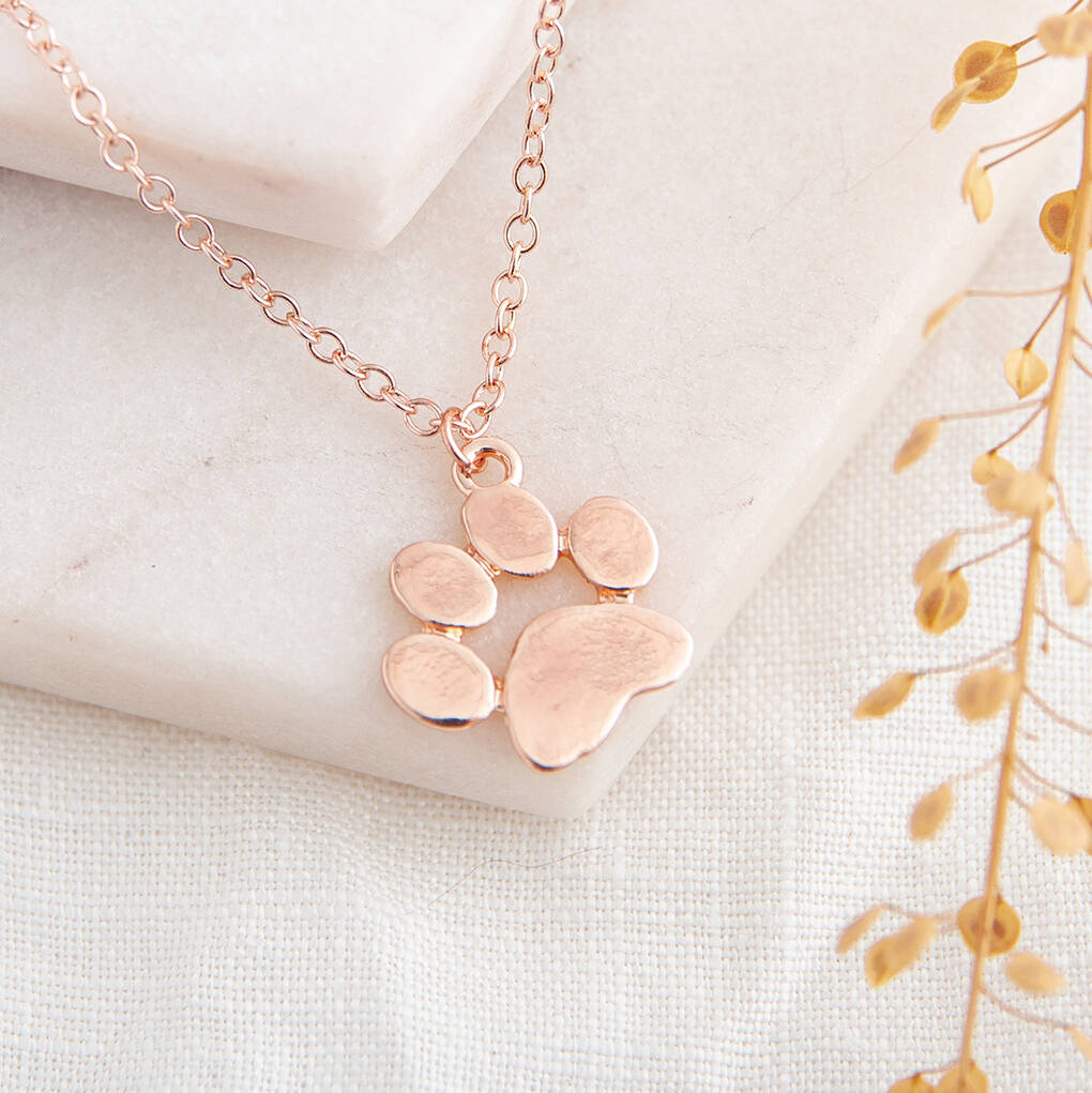 Rose gold outlet paw print necklace