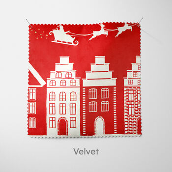 Personalised Red Village Christmas Cushion, 7 of 7