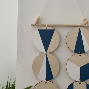 Blue And White Geometric Plywood Wall Hanging Art, 5 of 8