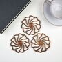 Set Of Four Wooden Wave Coasters In A Gift Box, thumbnail 1 of 7