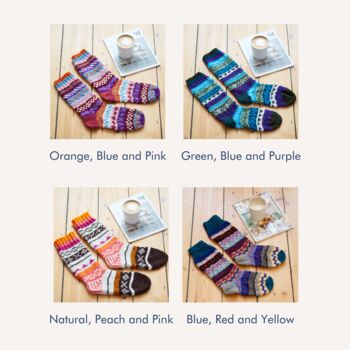 Fair Trade Hand Knitted Nordic Woollen Slipper Socks, 2 of 12