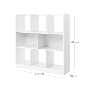 Eight Compartments White Wooden Bookcase Bookshelf, 7 of 7