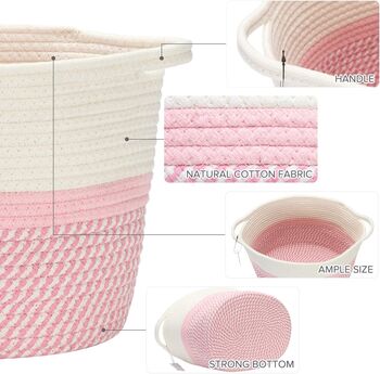 Pink Storage Basket Collapsible Laundry Hamper, 4 of 5