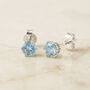 Tiny Sterling Silver Aquamarine Crystal Stud Earrings, thumbnail 2 of 5