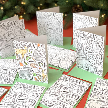 Colouring In Christmas Card Activity Pack Of 12, 6 of 9