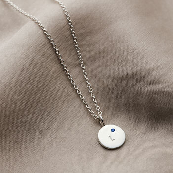 Personalised Mini Disc Initial Birthstone Necklace, 4 of 9