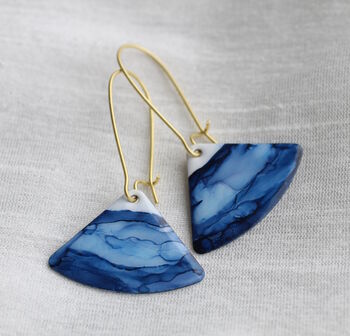 Indigo Blue Navy Enamel Wave Earrings, 4 of 6