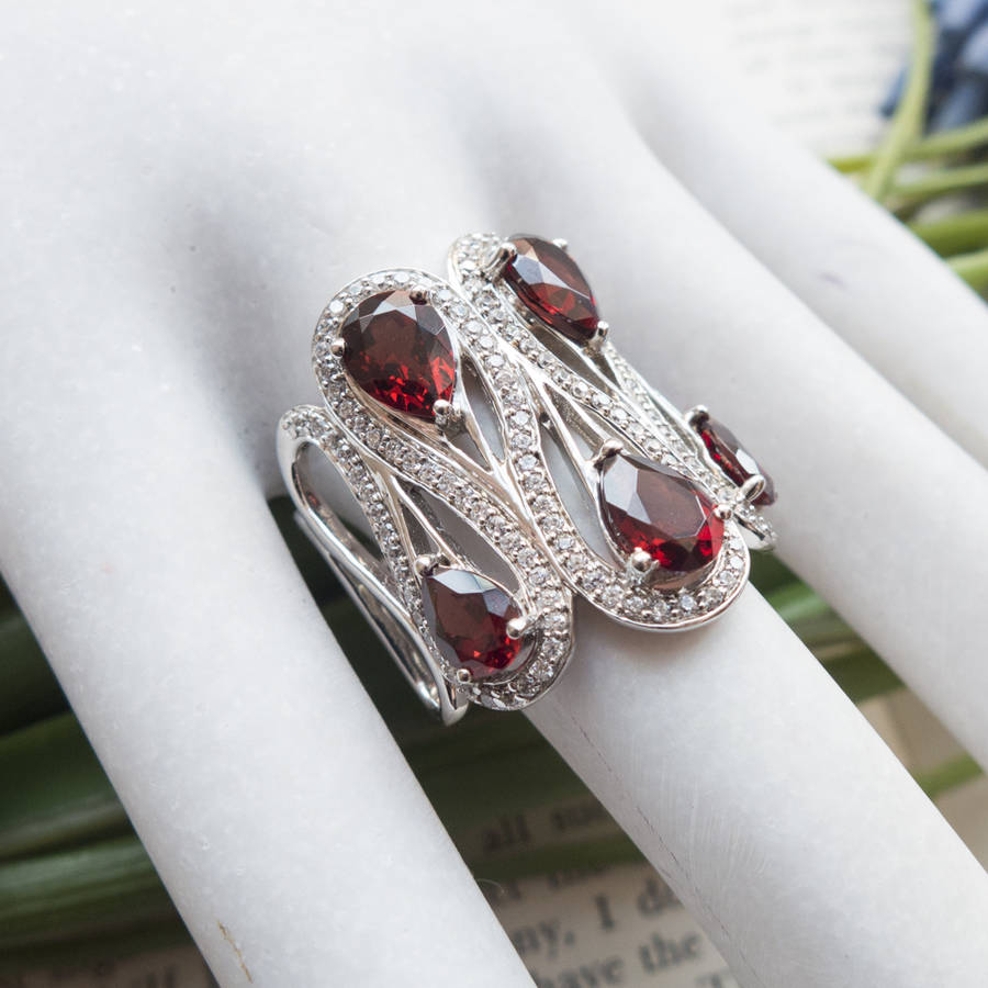 Red Garnet Ring By H.Azeem London | Notonthehighstreet.com