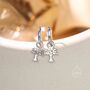 Sterling Silver Tree Charm Huggie Hoops, thumbnail 6 of 11