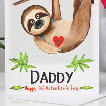 Personalised Sloth 1st Valentine's Card Mummy Daddy, 4 of 6