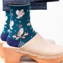 Barn Owls Women's Bamboo Socks Green, thumbnail 1 of 5